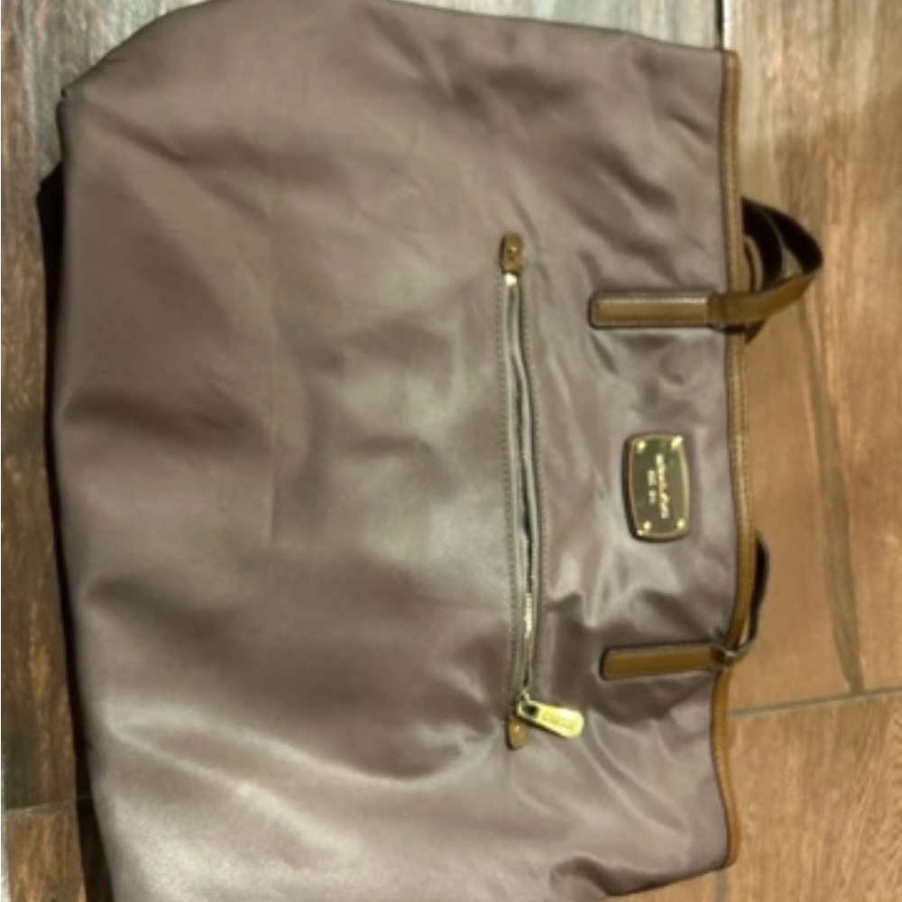 Classic Large Brown Tote Bag with Gold Hardware